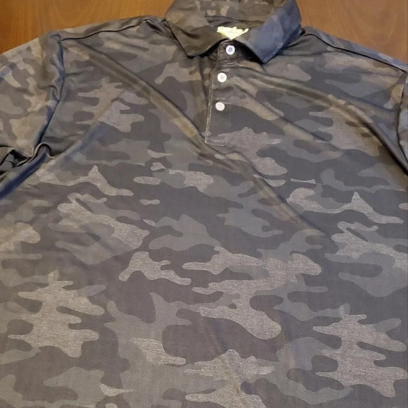 Tailorbyrd Mens Black Performance Short Sleeve Camo Print Polo Size XXL - Picture 2 of 10